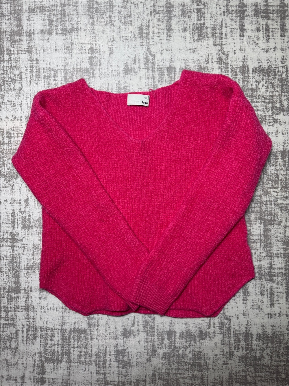 Wilfred Free People Bright Pink V-Neck Knit Sweater sz S 18X16PTP